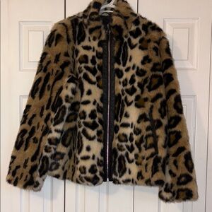 EXPRESS Leopard Print Faux Fur Jacket NWOT SIZE XL
